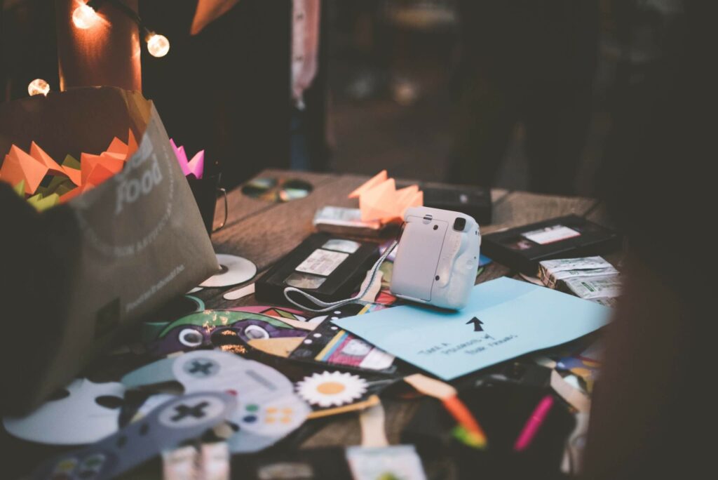 cluttered table